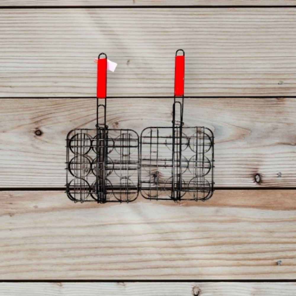 Bundle of 2 mini  grilling baskets with wood handle new
